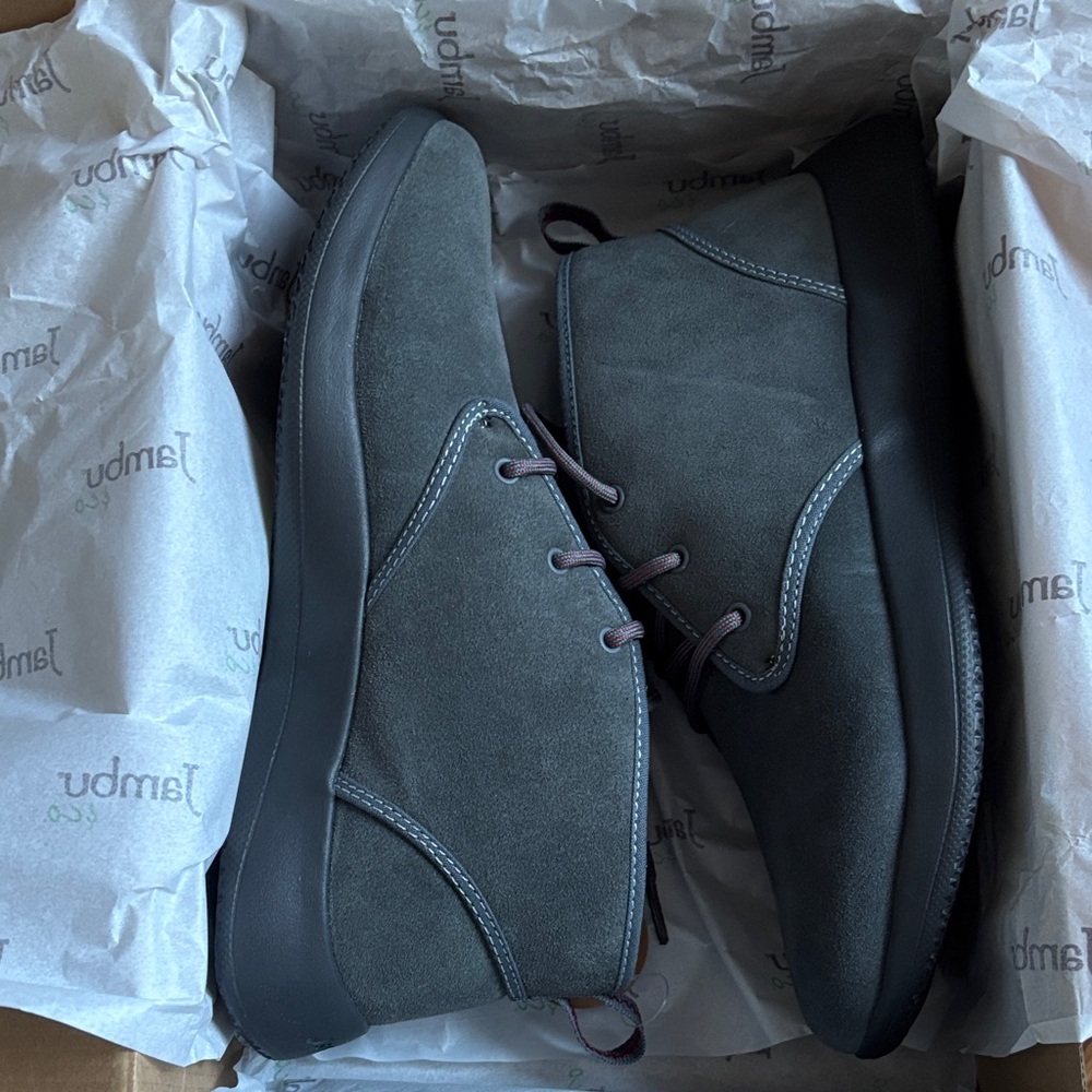 L.A.M.B. Chukka Boots in Dark Gray Suede